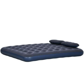 Outsunny Inflatable Double Air Bed, With Hand Pump - Blue