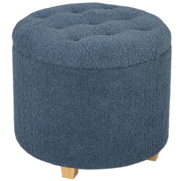 Homcom 31.8l Teddy Fleece Storage Ottoman - Blue