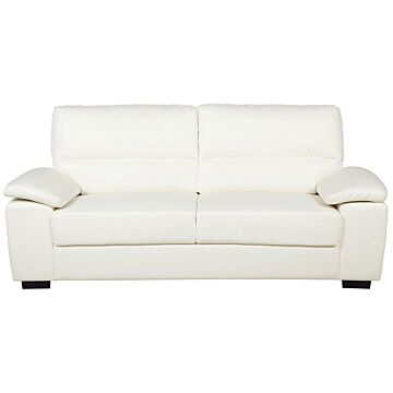 Sofa Cream 3 Seater Faux Leather Living Room Beliani