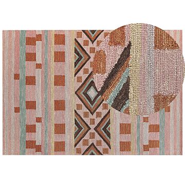 Area Rug Multicolour Wool 160 X 230 Cm Hand Tufted Geometric Pattern Boho Living Room Bedroom Beliani