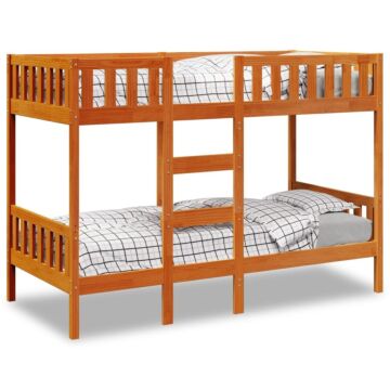 Vidaxl Bunk Bed Wax Brown 90x200 Cm Solid Wood Pine