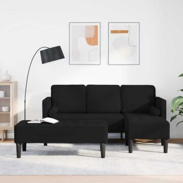 Vidaxl 2 Piece Sofa Set With Cushions Black Fabric