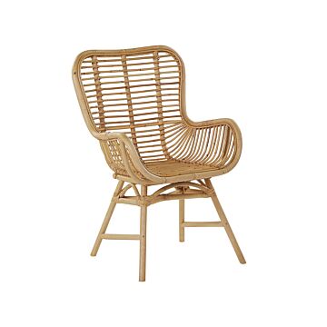 Accent Chair Light Brown Rattan Indoor Dining Side Chair Living Room Furniture High Backrest Beliani