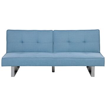 Sofa Bed Blue Fabric Upholstery 3 Seater Reclining Split Backrest Beliani