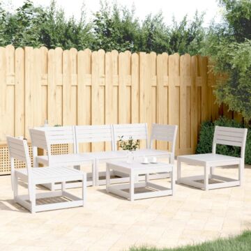 Vidaxl 5 Piece Garden Sofa Set White Solid Wood Pine