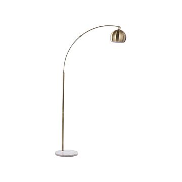 Floor Lamp Brass Colour Metal 210 Cm Adjustable Lampshade Industrial Beliani