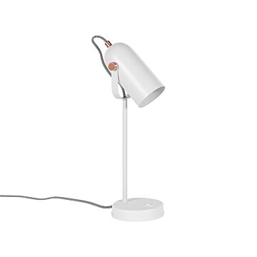 Desk Lamp White Metal 48 Cm Spotlight Shade Adjustable Industrial Home Office Beliani