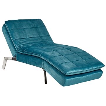 Chaise Lounge Teal Velvet Tufted Adjustable Back And Legs Modern Glam Beliani