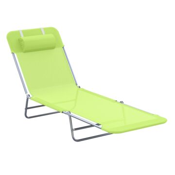 Outsunny Sun Bed Chair Garden Lounger Recliner Adjustable Back Relaxer Chair Furniture Green