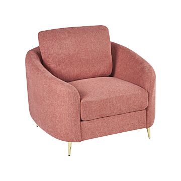 Armchair Fabric Pink Gold Metal Legs Club Chair Curvy Retro Living Room Beliani