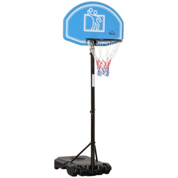 Homcom Adjustable Basketball Hoop And Stand, With Wheels And Weight Base Blue