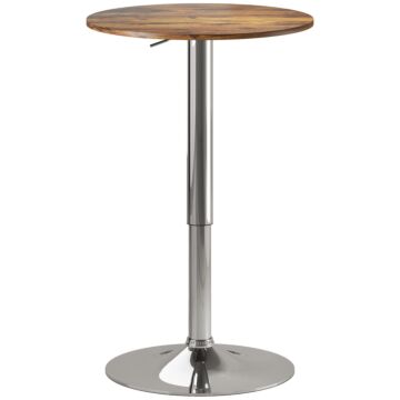 Homcom Round Bar Table, 360 Degree Swivel Counter Pub Table With Adjustable Height, For Kitchen, Cafe, Rustic Brown