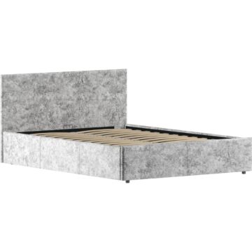 Vida Designs Veronica Double Ottoman Bed, Silver Velvet