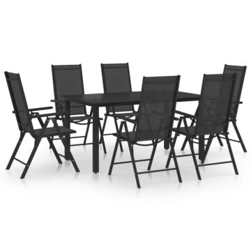 Vidaxl 7 Piece Garden Dining Set Aluminium Black