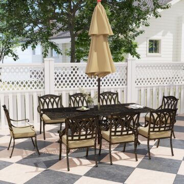 Outsunny Nine-piece Cast Aluminium Garden Dining Set - Bronze Tone