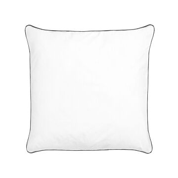 Bed Pillow White Japara Cotton 80 X 80 Cm Polyester Filling High Profile Satin Piping Soft Beliani