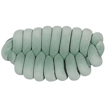 Knot Cushion Green Velvet 45 X 25 Cm Tied-up Plushy Decorative Modern Beliani