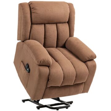 Homcom Power Lift Recliner Chair With Massage, Overstuffed Lift Chair For Elderly With Footrest, Remote And Side Pocket, Brown