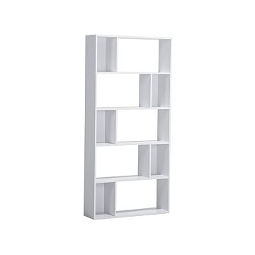 Bookcase White 174 X 83 Cm Large And Small Shelves Scandinavian Beliani