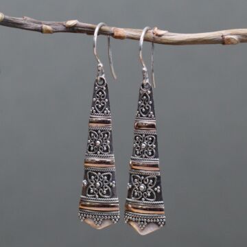 Silver & Gold Earring - Tribal Drops