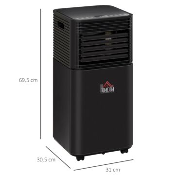 Homcom 8000 Btu 4-in-1 Compact Portable Mobile Air Conditioner Unit Cooling Dehumidifying Ventilating W/ Fan Remote Led 24hr Timer Auto Shut-down