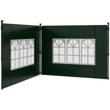 Outsunny Gazebo Side Panels, Sides Replacement With Window For 3x3(m) Or 3x6m Gazebo Canopy, 2 Pack, Green