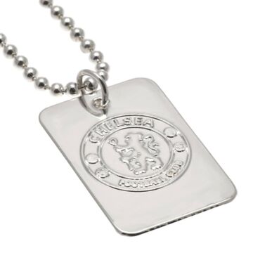 Chelsea Fc Silver Plated Dog Tag & Chain