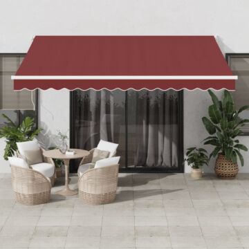 Vidaxl Manual Retractable Awning Burgundy 400x300 Cm