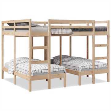 Vidaxl Triple Bunk Bed Frame 140x200/70x140 Cm Solid Wood Pine