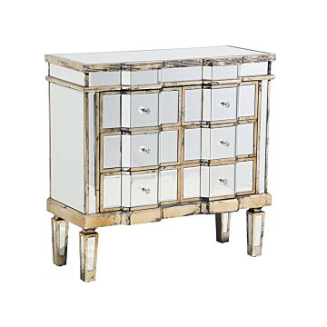 Mirrored Sideboard Gold 6 Drawers Shabby Chic French Design Beliani