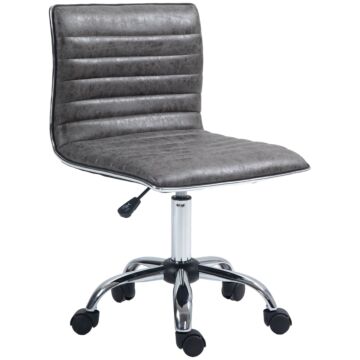 Vinsetto Adjustable Swivel Office Chair With Armless Mid-back In Microfibre Cloth And Chrome Base - Grey