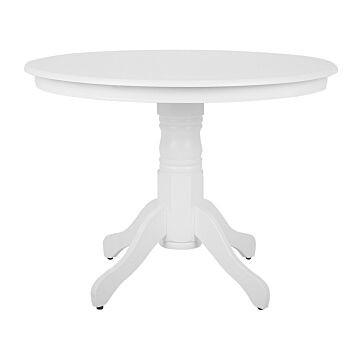 Dining Table White Rubberwood Ø 100 Cm Round Vintage Beliani