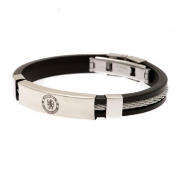 Chelsea Fc Silver Inlay Silicone Bracelet