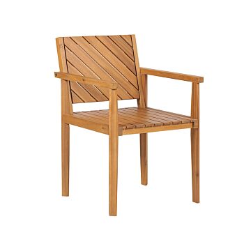 Garden Chair Light Acacia Wood Outdoor With Armrests Modern Traditional Style Beliani