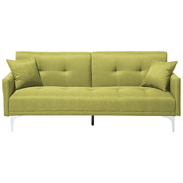 Sofa Bed Green 3 Seater Buttoned Seat Click Clack Beliani