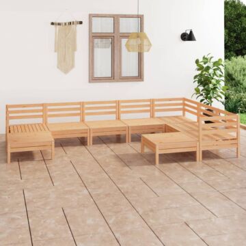 Vidaxl 9 Piece Garden Lounge Set Solid Wood Pine