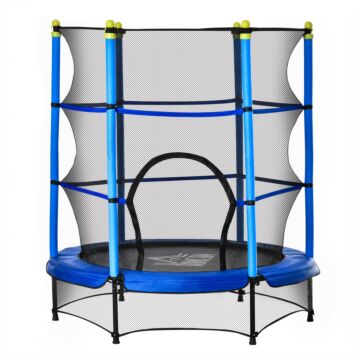Homcom 5.2ft Kids Trampoline With Safety Enclosure, Indoor Outdoor Toddler Trampoline For Ages 3-10 Years, Blue