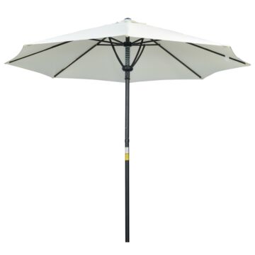 Outsunny Garden Parasol Umbrella, Outdoor Market Table Umbrella Sun Shade Canopy With 8 Ribs, Cream