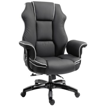 Vinsetto Piped Pu Leather Padded High-back Computer Office Gaming Chair Swivel Desk Seat Ergonomic Recliner W/ Armrests Adjustable Seat Height Black
