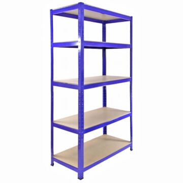 5 X 90cm Blue Storage Racks With 4200kg Capacity, Free Bay Connectors And Mallet