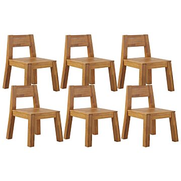 Set Of 6 Garden Chairs Solid Acacia Wood Indoor Outdoor Rustic Design Beliani
