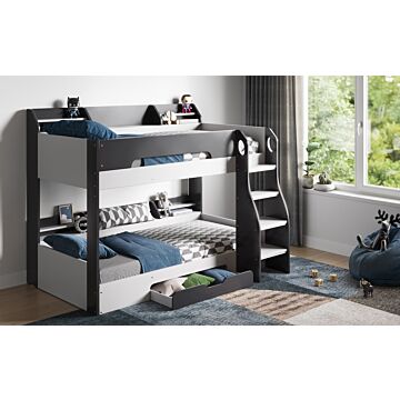Flair Flick Bunk Bed Grey With Shelves And Drawer