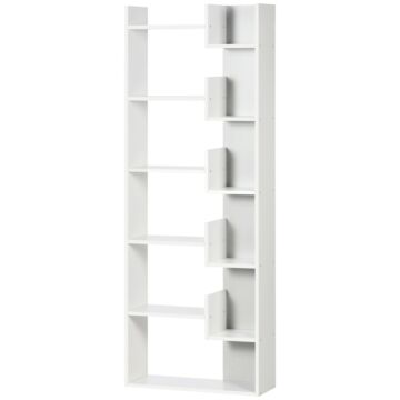 Homcom Modern Book Shelf With 11 Open Shelves, 6-tier Bookcase, Freestanding Shelving Unit For Home Office And Study, White