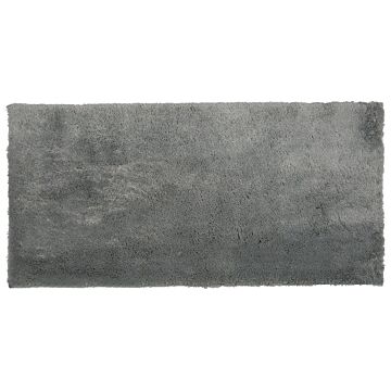 Shaggy Area Rug Grey Cotton Polyester Blend 80 X 150 Cm Fluffy Dense Pile Beliani
