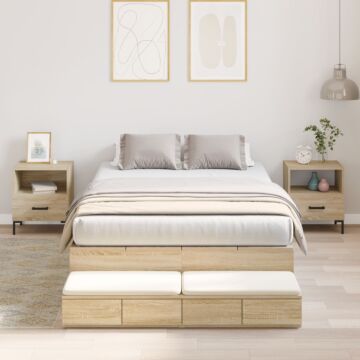 Vidaxl Storage Bed Frame Sonoma Oak 120x200 Cm