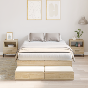 Vidaxl Storage Bed Frame Sonoma Oak 120x200 Cm