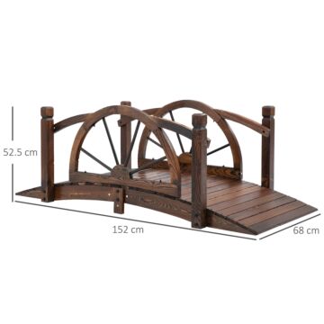 Outsunny Wooden Garden Bridge Decorative Arc Footbridge With Safety Guardrail Outdoor Lawn Pond Bridge Walkway Stained Wood