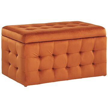 Ottoman Orange Velvet Tufted Upholstery Bedroom Bench With Storage Beliani