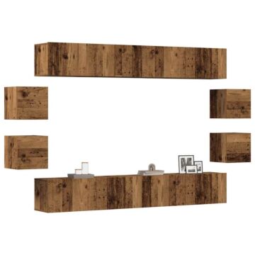 Vidaxl Wall Mounted Tv Cabinets 8 Pcs Old Wood Engineered Wood