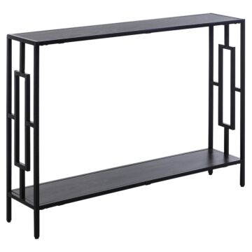 Homcom Industrial Console Table With Storage Shelf, Narrow Hallway Dressing Desk With Metal Frame For Living Room, Bedroom, Grey And Black